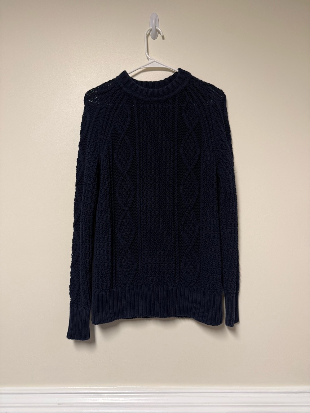 J. Crew Navy Cable-Knit Crewneck Sweater